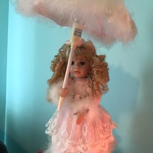 Doll Lamp/ Night Light Lamp with Parasol Shade